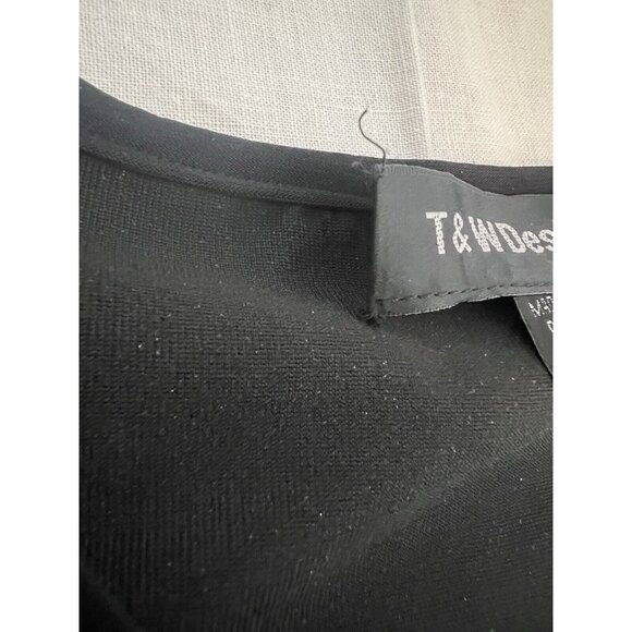 T & W Designs Zip Up Dressy Jacket black & Faux Leather Women’s Sz Large - Picture 9 of 12